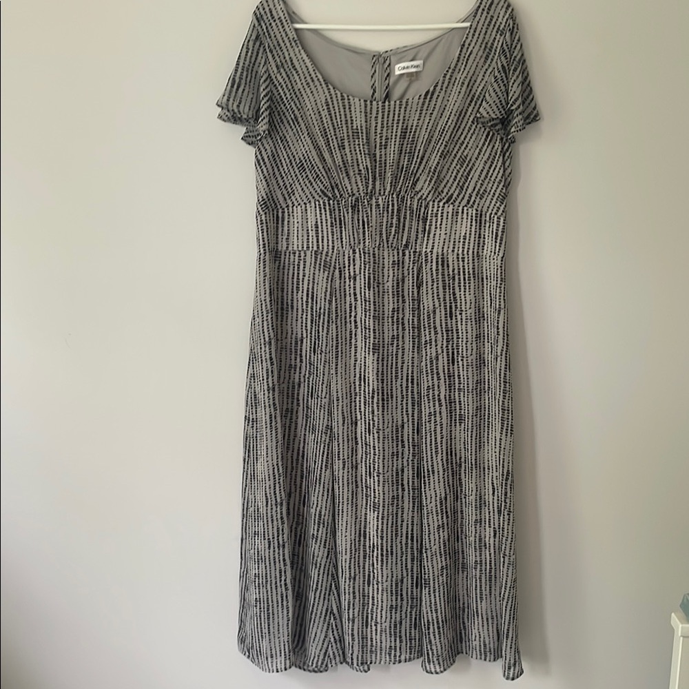 Calvin Klein Black and Gray Midi Dress